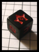 Dice : Dice - 6D - Q Workshop Black and Red with Fist - Q Prize Jan 2010